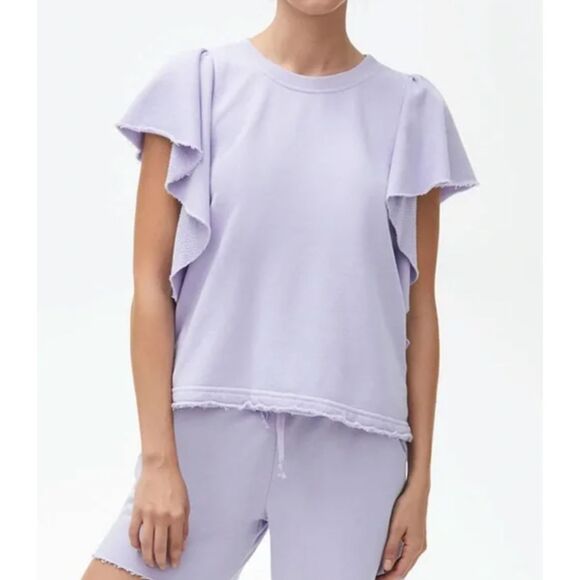 Michael Stars Ariana Flutter Sleeve Sweatshirt Light Purple Size Small - Picture 1 of 6